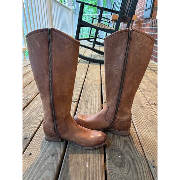 Frye Melissa Button Inside Zip Leather Boot - Cognac Size 6 1/2 - Picture 7 of 9